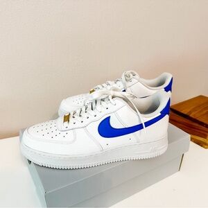 Nike Air Force 1 '07 "White/Game Royal" Men's Shoe size 8.5